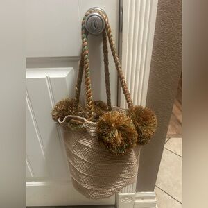 Unique woven beige handbag. Brand new.